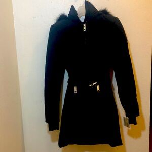 NWT Michael Kors Faux Fur Black Puffer Coat Size S